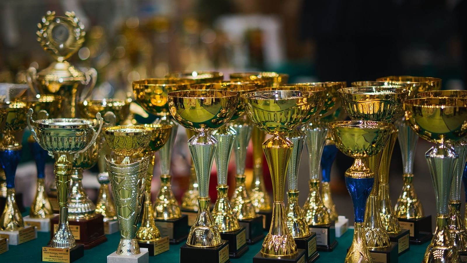 Rows of gold trophy cups
